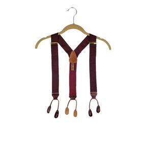 Trafalgar Y-Back Woven Braces Burgundy Maroon Button Suspenders Made in England
